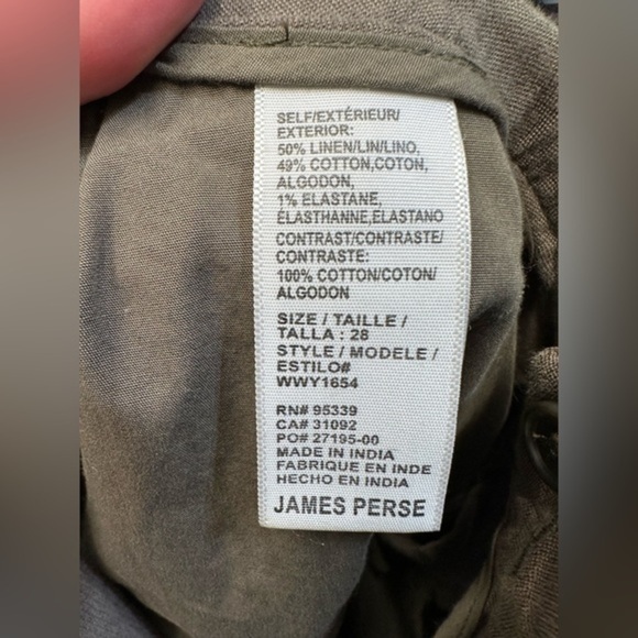 JAMES PERSE Standard Green crop Pants Ankle Pants with Zip on Ankles Poc… - Picture 5 of 9